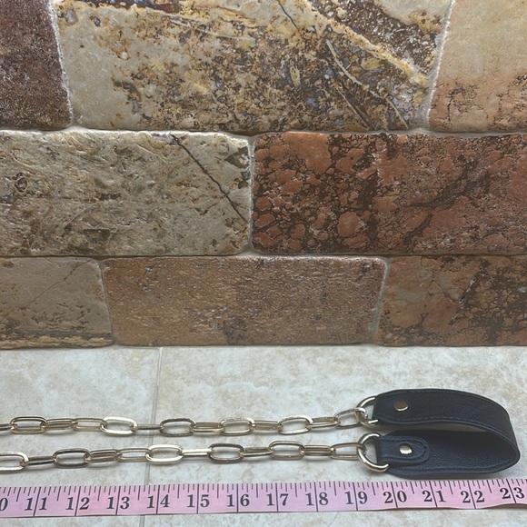 Replacement Strap Chain Crossbody Bag Black Gold Tone Shoulder Purse - Picture 9 of 10